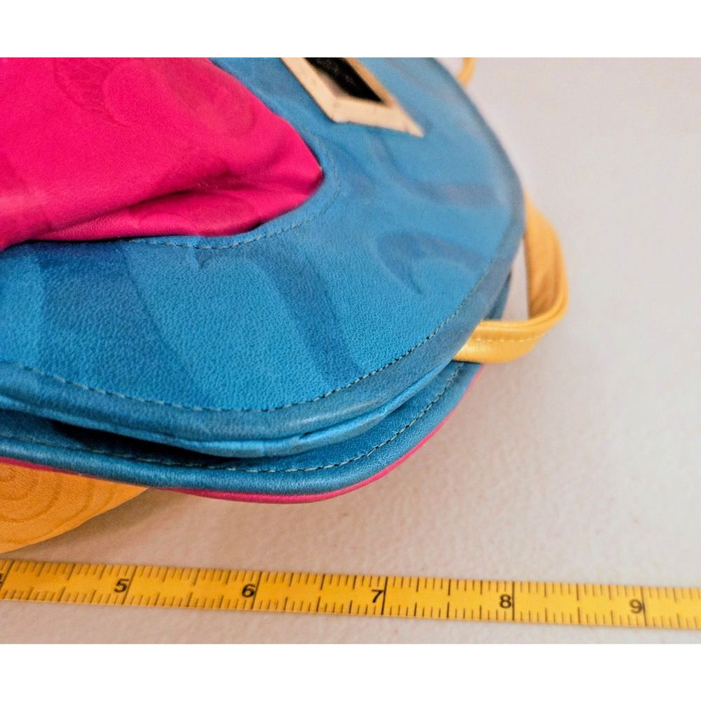 Vintage Colini 1980s colorblock leather handbag purse - Picture 13 of 14